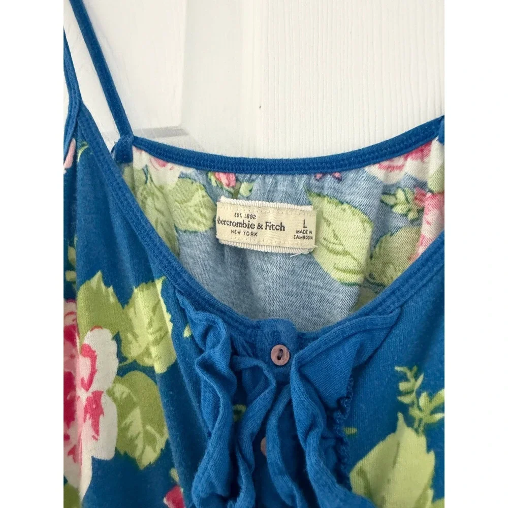 Y2K Abercrombie Floral Blue Cami‎ Retro 2000s